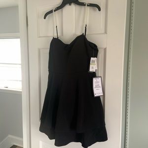 Juniors' Imitation Pearl-Strap Double-Layer Fit & Flare Dress